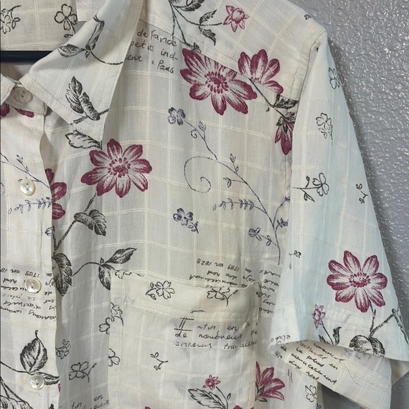 Vintage Cream Floral Button-Down Shirt - Picture 3 of 9